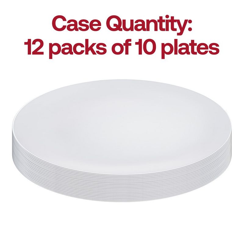 Smarty Had A Party 10.25" White with Silver Rim Organic Round Disposable Plastic Dinner Plates (120 Plates), 3 of 7