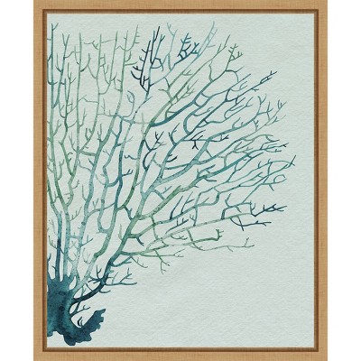 Seaglass Shadow I Abstract Tree Canvas Print with Maple Frame