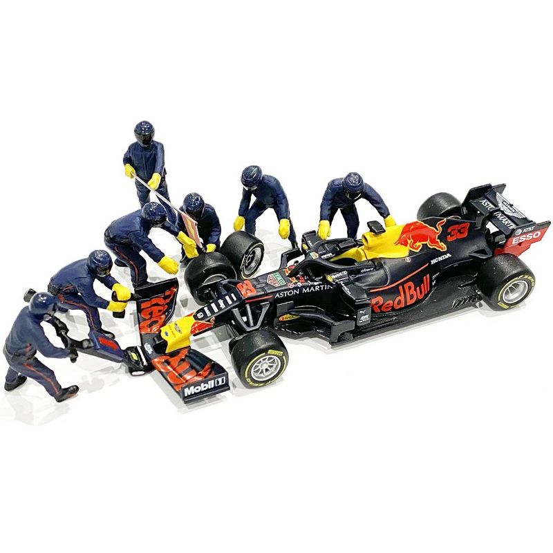 Formula One F1 Pit Crew 7 Figurine Set Team Blue for 1/43 Scale Models by American Diorama, 3 of 4