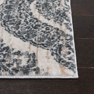 Gray Floral Medallion Synthetic Area Rug, 3' x 5'