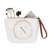 Glamlily Gold Initial N Personalized Makeup Bag for Women, Monogrammed Canvas Cosmetic Pouch (White, 10 x 3 x 6 In) - 3 of 4