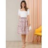Allegra K Women's Floral Print Smocked Elastic Waist Midi Flowy Tiered Ruffle Skirt - 3 of 4