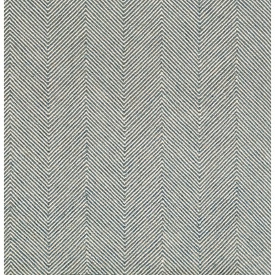 Blue Herringbone Hand Tufted Wool Area Rug, 5' x 8'