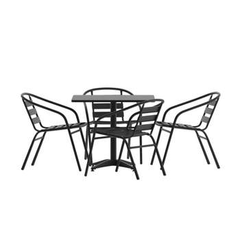 Flash Furniture Lila 31.5'' Square Aluminum Indoor-Outdoor Table Set with 4 Slat Back Chairs