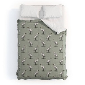 Deny Designs Little Arrow Design Co Egrets on Light Sage Comforter and Sham Set - 1 of 4