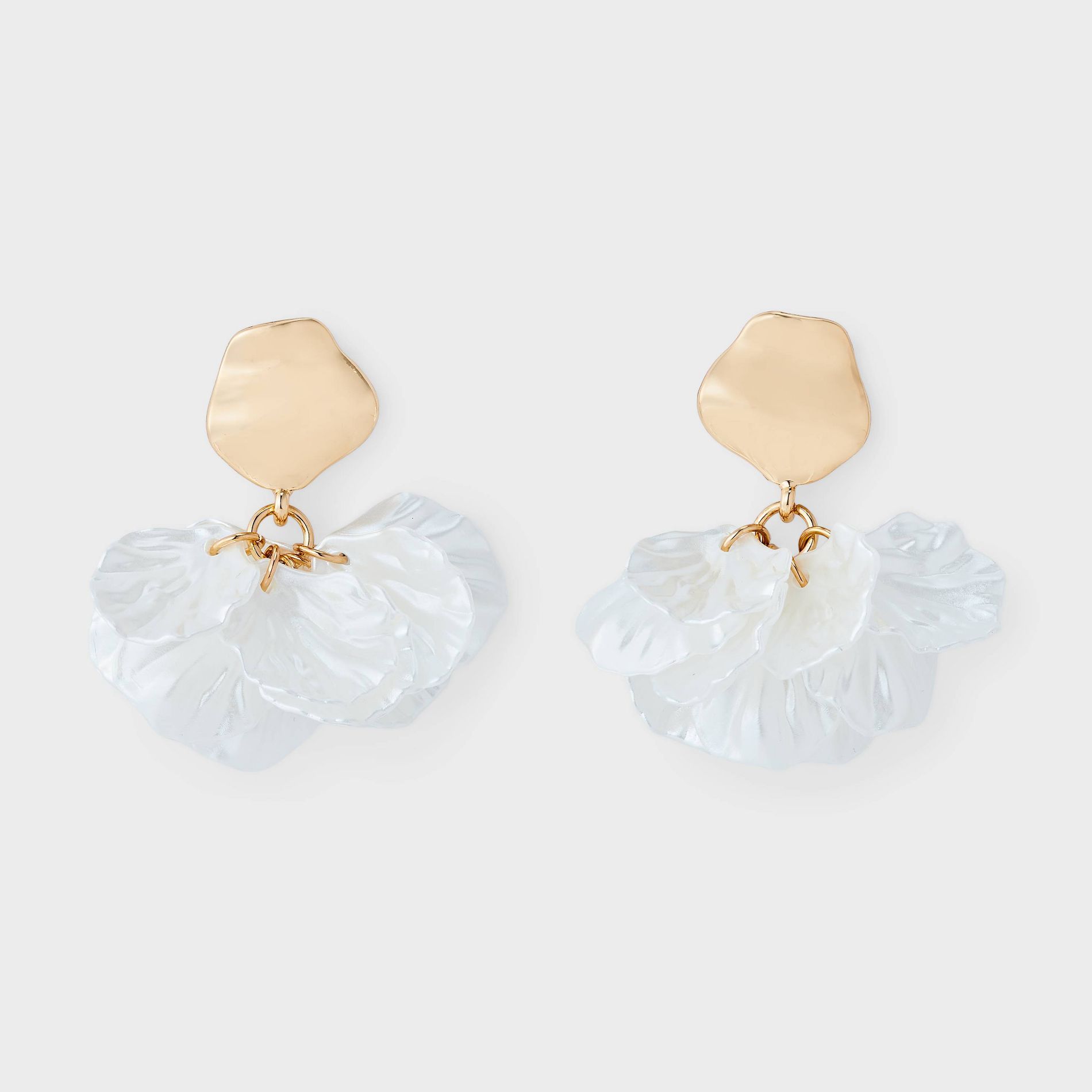 Textured Floral Drop Earring - A New Day™ Gold/White