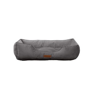 Modern Threads Large Luxury Velvet Tufted-Style Dog Bed, Charcoal - 1 of 4
