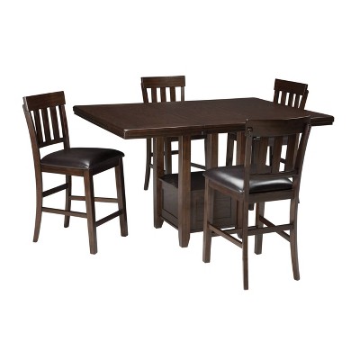 Haddigan Dark Brown Wood Extendable Counter Height Dining Table