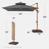 Best Choice Products 10ft Square Woodgrain Pattern 2-Tier Outdoor Solar LED Cantilever Umbrella w/ Base - 2 of 4