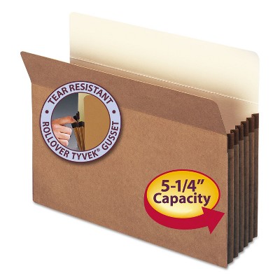 Smead 5 1/4" Exp File Pocket Straight Tab Letter Manila/Redrope 50/Bx 73810