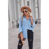 Coolmee Women's Denim Shirts Button Down Shirt Business Casual Tops - 3 of 4