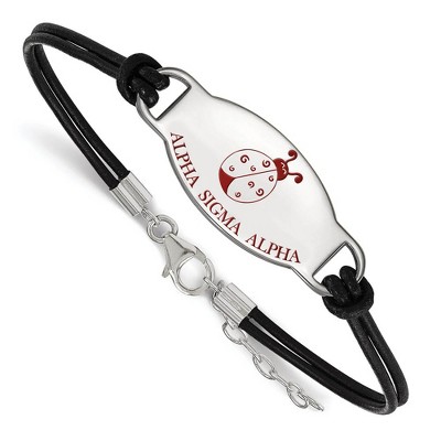 Black Bow Jewelry Sterling Silver Alpha Sigma Alpha Greek Life Strand Bracelet 7 Inch