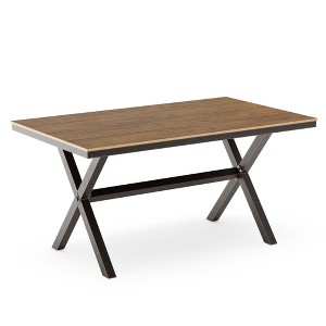 Modern Outdoor Dining Table for 6, Patio Table with Sturdy X-Legs, Durable HDPS & Aluminum, Weather Resistant, 3-Year Warranty, Dark Gray - 1 of 4
