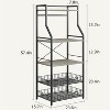 TackView Standing  Rack with 2 Wire Baskets – 5-Tier Industrial Microwave Stand & Coffee Bar Station - 3 of 4