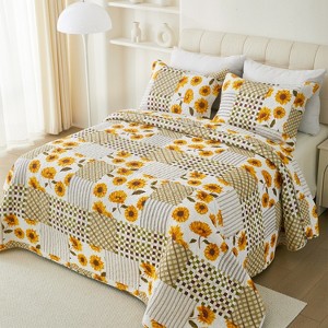 Quilts for Queen Bed Bedspreads, Soft Bed Summer Lightweight Bedspread Comforter, Flower Coverlet for All Season(1 Quilt, 2 Pillow Shams) - 1 of 4