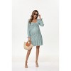 A heart-shaped collar long sleeved printed short maternity dress with leopard green print (print) Leopard green print_XL - 3 of 4