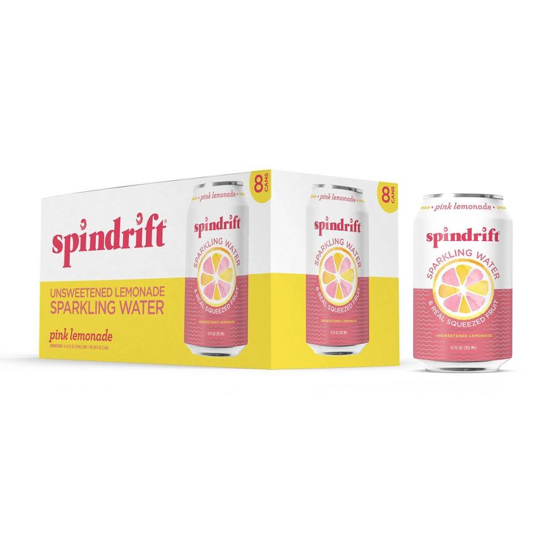Spindrift Pink Lemonade Sparkling Water - 8pk/12 fl oz Cans, 1 of 5
