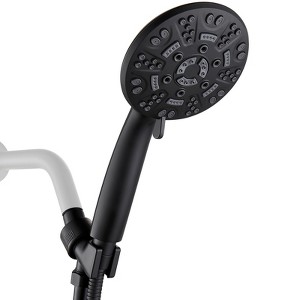 Cobbe 8 Functions Shower Head with handheld, High Pressure Shower Head Set with Hose Adjustable Bracket Rubber Washers (Matte Black) - 1 of 4