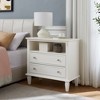 LIVAREEmlen 2-Drawer Farmhouse Nightstand with Charging Station with USB Ports and Outlets Fluted Pilasters Design with Solid Wood Legs, White - 4 of 4
