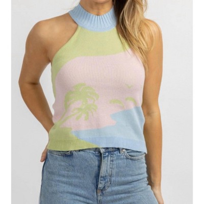 Women's BEACH SCENE KNIT MOCKNECK TANK TOP - Fore