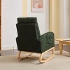 Modern Accent Rocking Recliner Armchair With Wood Legs,Teddy Fabric High Backrest Nursery Rocking Chair With Side Pocket And Leg Rest-Cuddlewood - 3 of 4