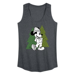 Women's - Disney - Mickey Patterned Trees Graphic Racerback Tank - 1 of 4