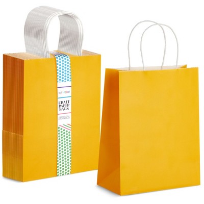 Blue Panda 25-pack Yellow Gift Bags With Handles - Medium Size Paper Bags  For Birthday, Wedding, Retail (8x3.9x10 In) : Target