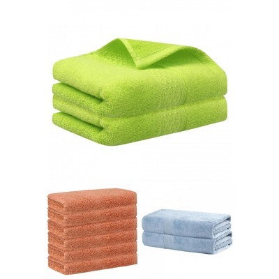 REGALWOVEN Absorbent Solid Bath Hand Face Cloths Cotton Towels 3 Piece Sets