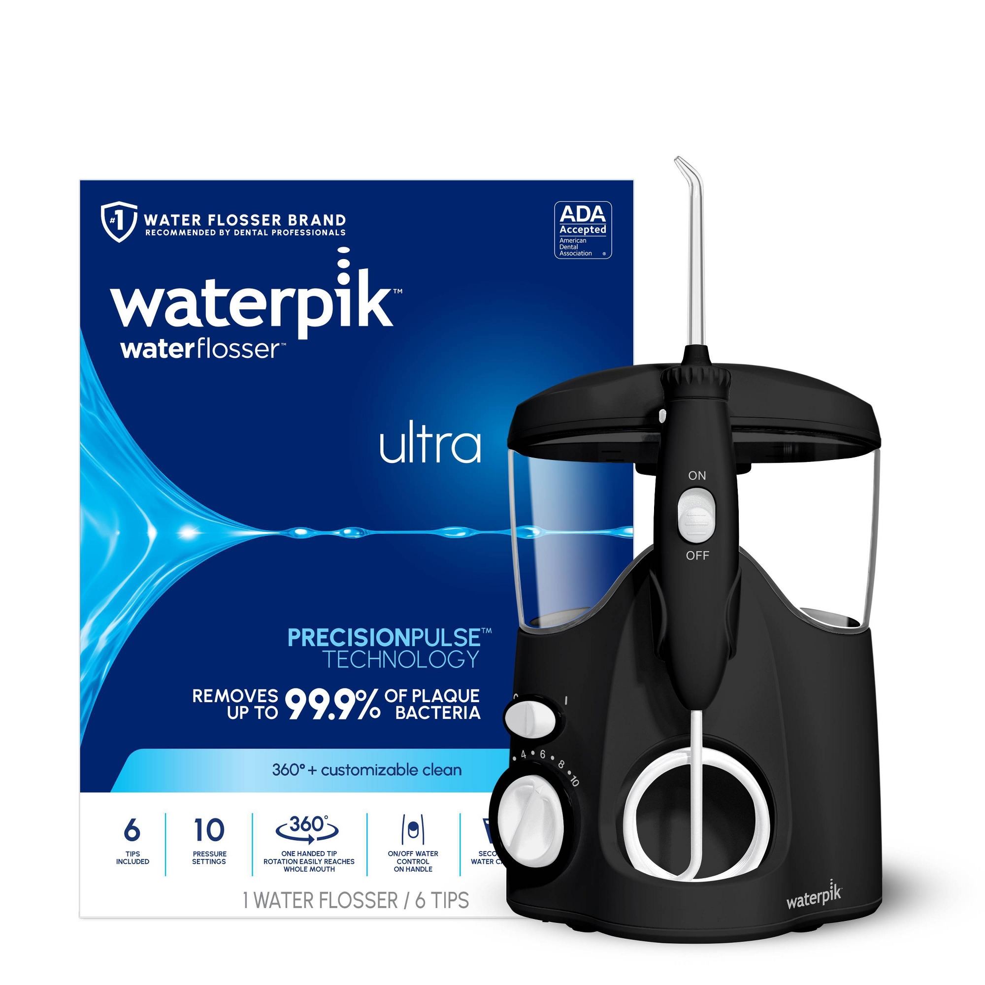 Waterpik Ultra Countertop Water Flosser - WP-112 - Black: Electric Oral Irrigator, Includes Orthodontic Tip