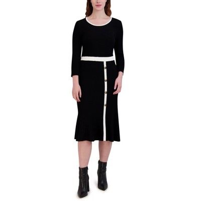 Sandra Darren - Long Sleeve Side Button Sweater Dress