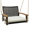 Costway Outdoor Single Swing Chair Bench 1-Person Rattan Porch Swing with Cushion - 4 of 4