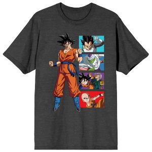 Dragon Ball Super Goku Character Panels Men's Charcoal Heather Crew Neck Short Sleeve T-shirt - 1 of 3