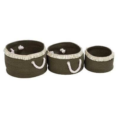 Honey-Can-Do Set of 3 Cotton Rope Baskets Olive