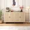 Vynxaria 62.20" Elegant 4-Door Rattan Storage Cabinet - Functional Design for Bedroom, Living Room, Office, Easy Assembly - 2 of 4