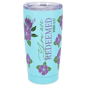 Elanze Designs 20 oz Stainless Steel On the Go Insulated Travel Tumbler With Push Top Lid, You Are Redeemed Sky Blue - 1 of 4