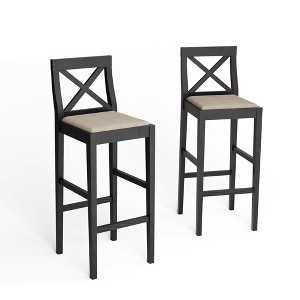 PAGED Swivel Bar Stools Set of 2, Height Adjustable Counter Stool, Modern Armless Bar Chairs with Faux Leather Upholstery for Home Pub - 1 of 4