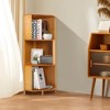 YIYIBYUS Bamboo 3-Shelf Industrial Corner Bookcase Storage Display Stand, Brown - 2 of 4