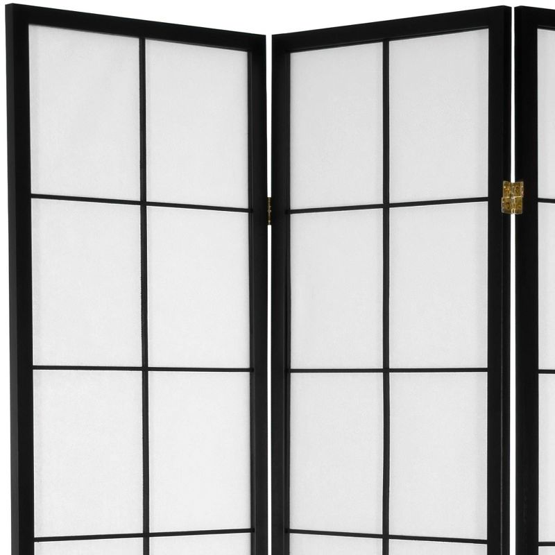 Oriental Furniture 6' Tall Japanese Shoji Room Divider 3 Panels Black, 3 of 6