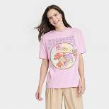 Women's Grateful Mushroom Oversized Short Sleeve Graphic T-Shirt - Pink