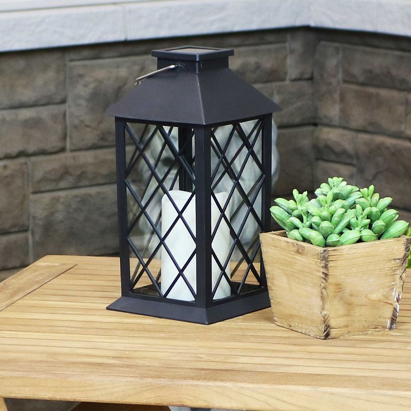 Sunnydaze Outdoor Concord Hanging Tabletop Solar LED Rustic Farmhouse Decorative Candle Lantern - 11", 2 of 11