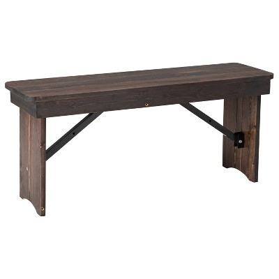 Taylor & Logan 40"x12" Ingles Solid Pine Folding Farm Bench Red: Secure Locking, Indoor/Outdoor Use