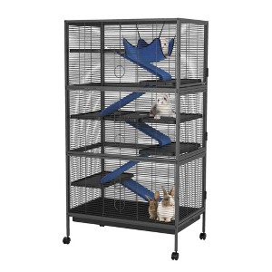59" 6-Tier Small Animal Cage - Rolling Critter Nation Habitat for Ferrets/Chinchillas/Rabbits w/Ramps & Platforms, Black - 1 of 4