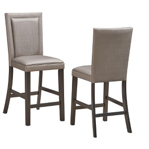 Kings Brand Furniture Capron Upholstered Counter Height Barstool, Set of 2, Gray - 1 of 3