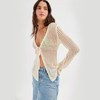 Coolmee Women's Long Sleeve Swimsuit Coverup Crochet Hollow Out Tie Front Swim Cover Up Knit Cardigan - 3 of 4