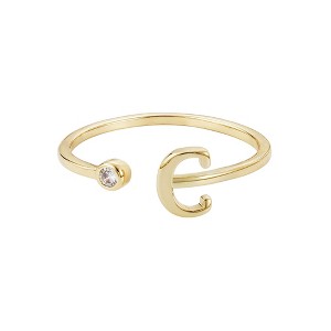 Adornia 14k Gold Plated Adjustable CZ Initial Ring - 1 of 3