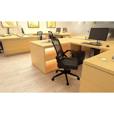Adjustable Black Mesh Task Chair with Flip Arms