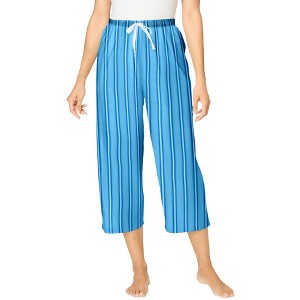 Dreams & Co. Plus Size Woven Sleep Capri Pant - 1 of 4