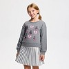 Owillo® Girls' French Terry Trees and Bows Sweatshirt - Gray - 2 of 4