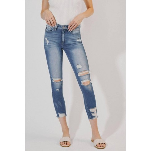 Women's Distressed Ankle Skinny Jeans - KanCan - image 1 of 4