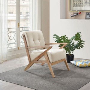 Sapphtopaz Modern Accent Chair Tufted Mid-Backrest Chair for Bedroom Upholstery Lounge Chair Wood Accent Chair for Living Room, Nursery - 1 of 4